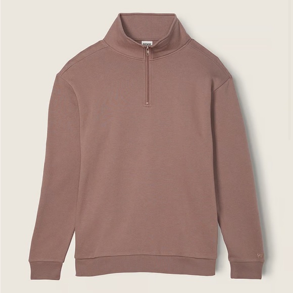 PINK FLEECE HALF-ZIP CAMPUS SWEATSHIRT FINAL SALE - Picture 3 of 3